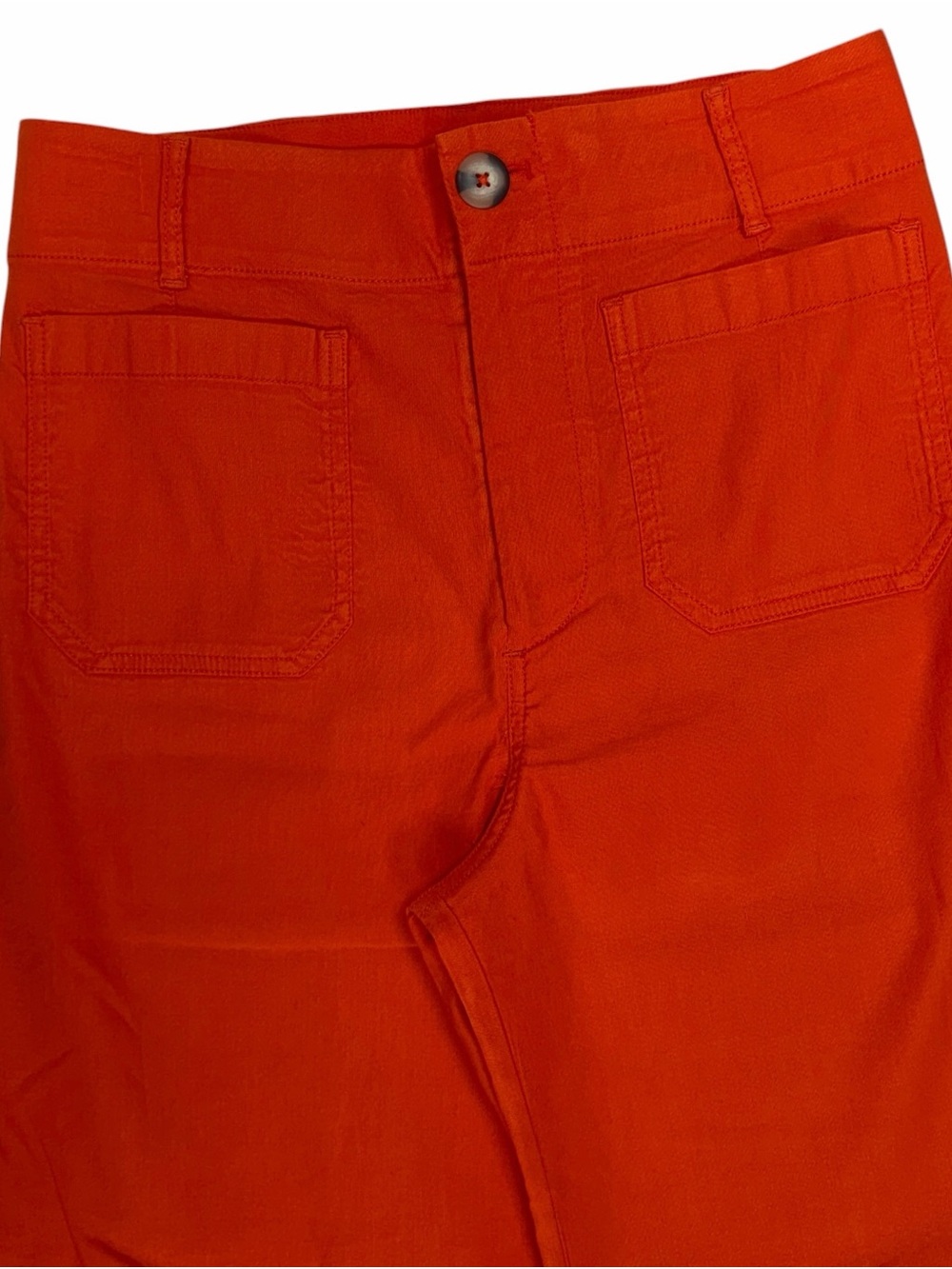 Anthropologie Maeve Colette Wide Leg Pants Womens 29 Orange Linen Patch Pocket